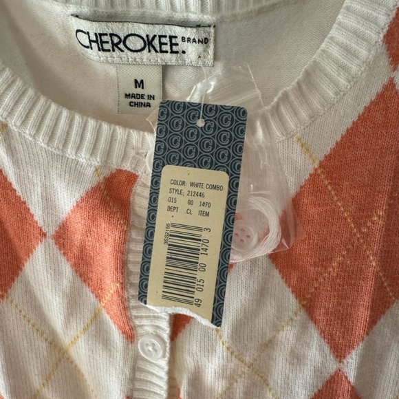 Cherokee Orange diamond plaid Cardigan - Picture 3 of 3